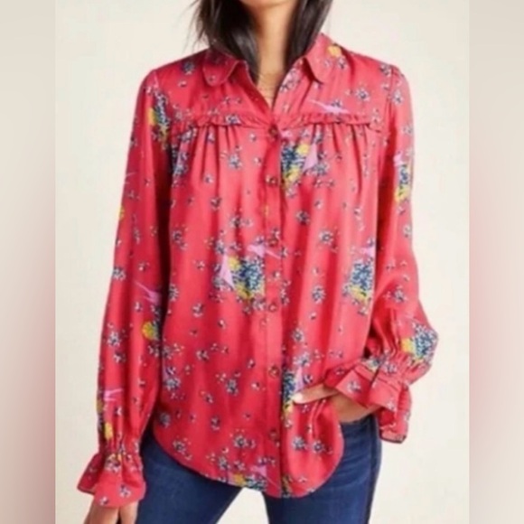 Anthro - Maeve red blouse - Picture 2 of 6